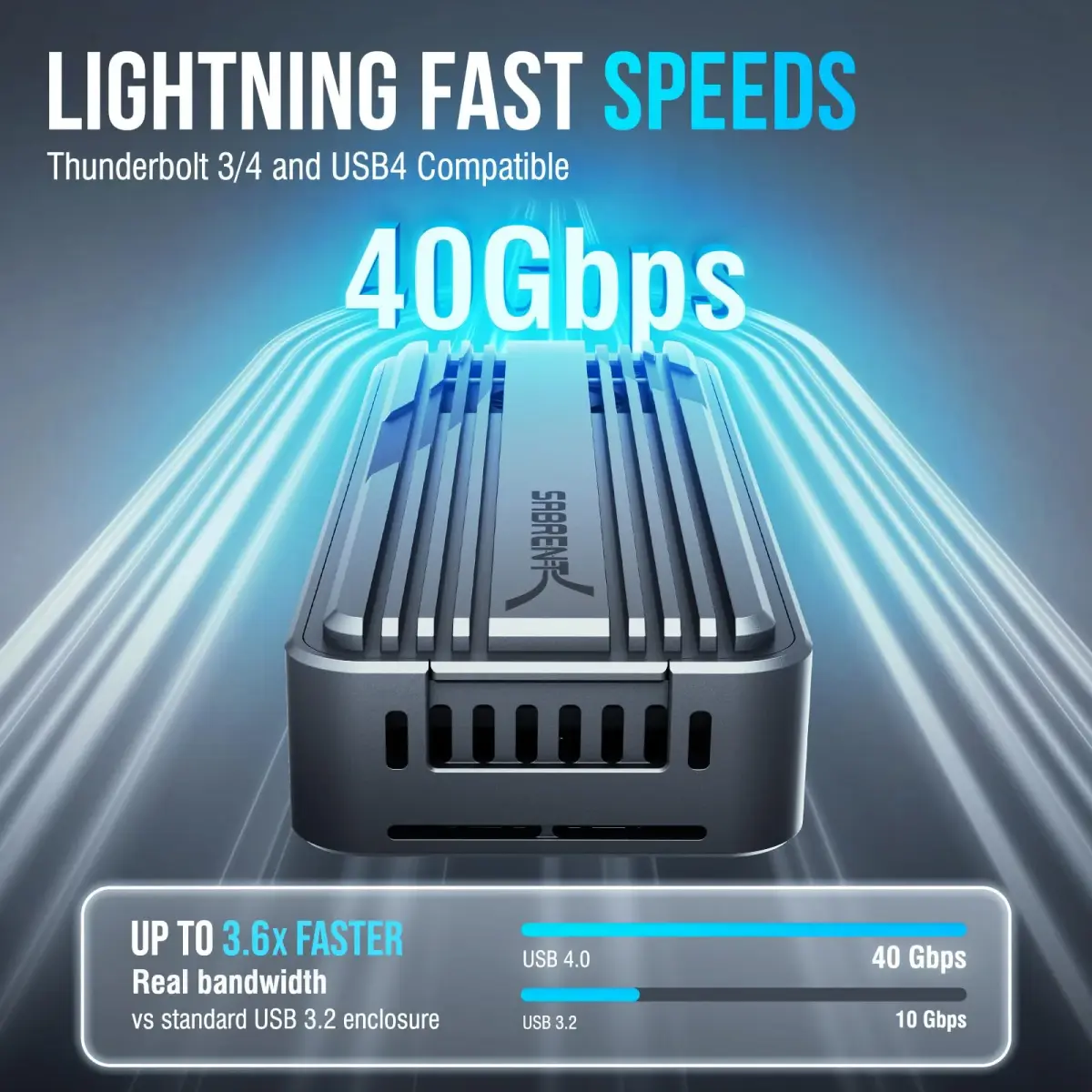SABRENT USB4 NVMe SSD Enclosure EC-U4TN | 3900MB/s Tool-Free External Drive Case for PCIe Gen4 SSDs - view 2