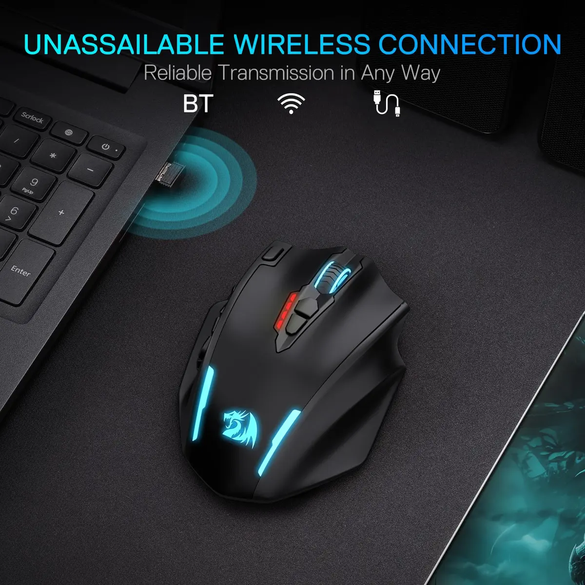Redragon M913 MAX Wireless MMO Gaming Mouse 26000 DPI | 18 Programmable Buttons, 26000 DPI - view 2