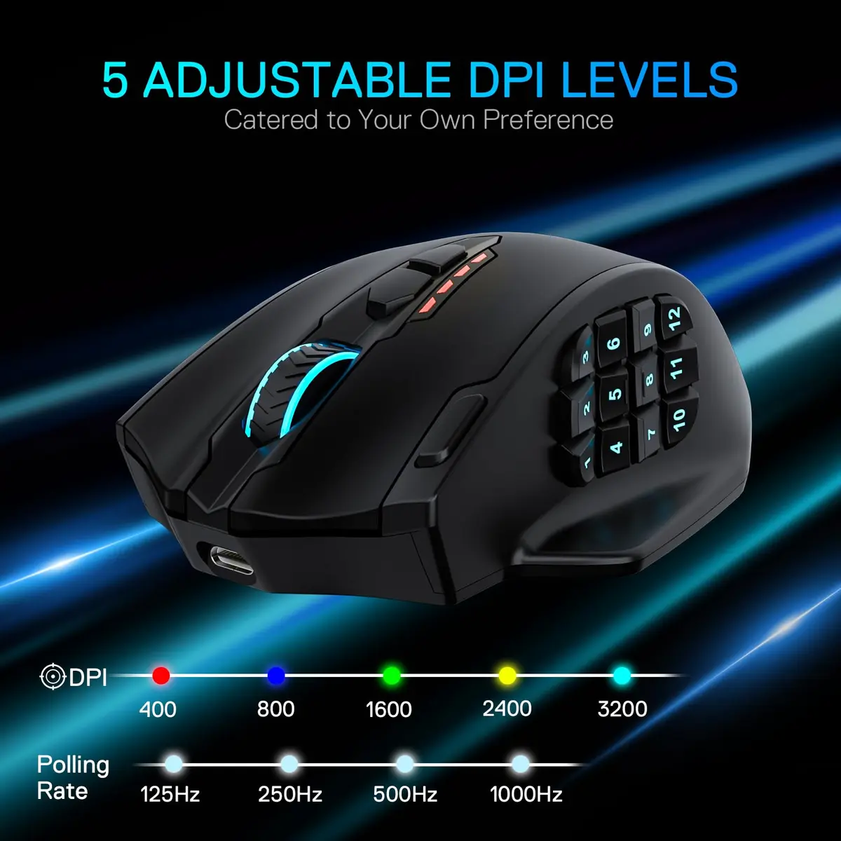 Redragon M913 MAX Wireless MMO Gaming Mouse 26000 DPI | 18 Programmable Buttons, 26000 DPI - view 4