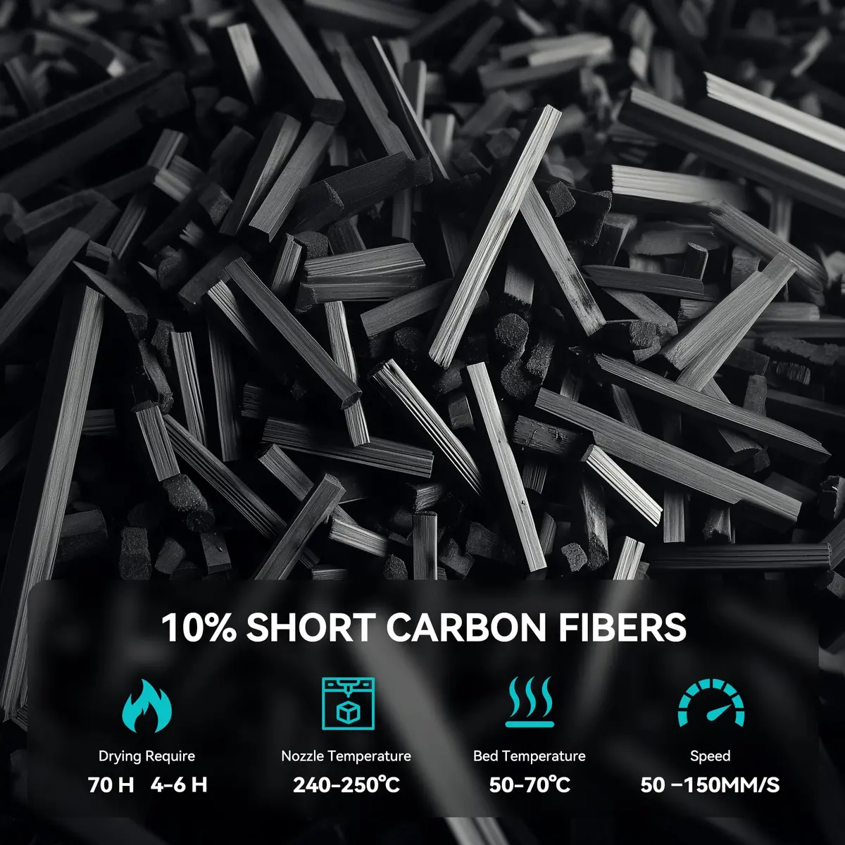 SUNLU Carbon Fiber PETG Filament 1.75mm Black 1kg (2.2lb) | Enhanced Toughness & Rigidity - view 6
