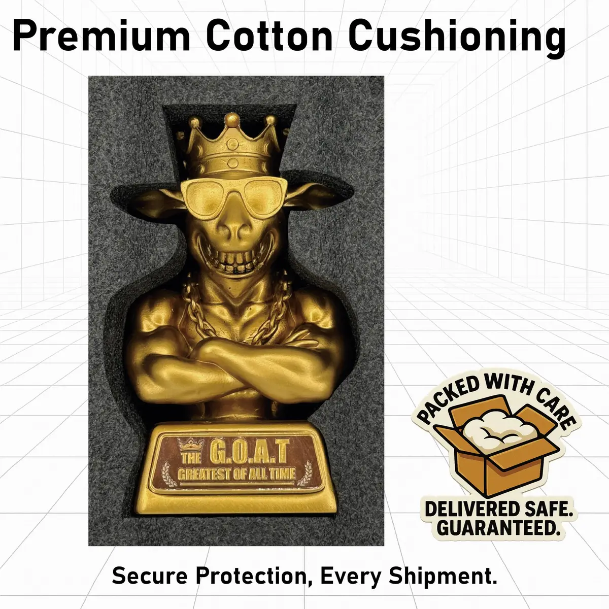 Mascotwish Muscle Goat Trophy – 9" G.O.A.T. with Muscle Resin Award for Fantasy Football, Office Desk, Best Player Trophy - view 5