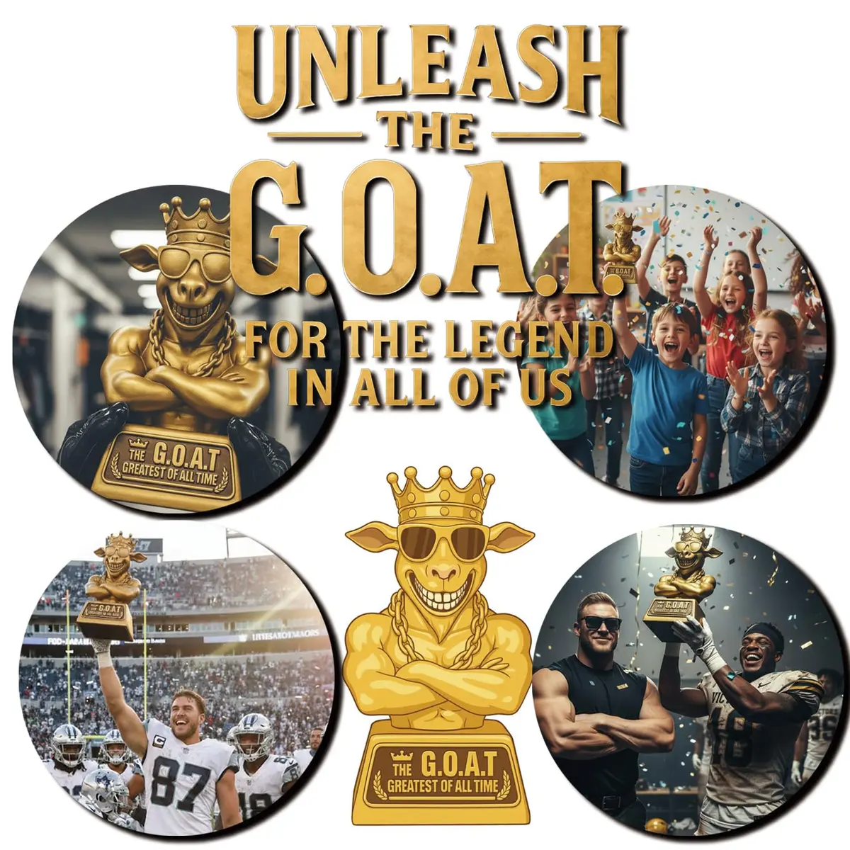 Mascotwish Muscle Goat Trophy – 9" G.O.A.T. with Muscle Resin Award for Fantasy Football, Office Desk, Best Player Trophy - view 8
