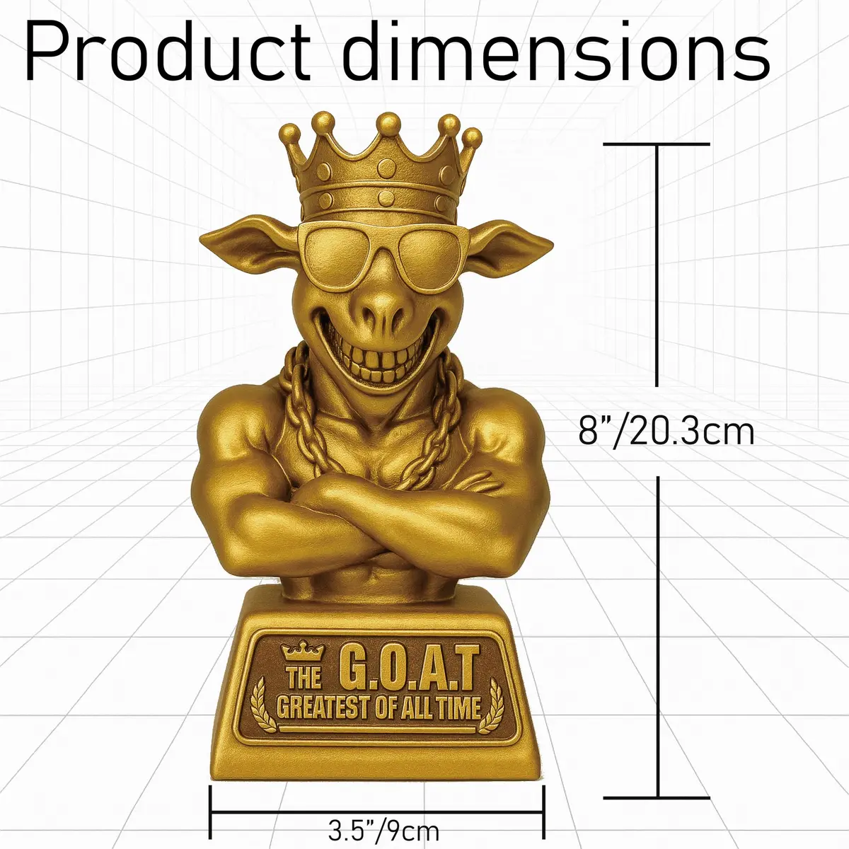 Mascotwish Muscle Goat Trophy – 9" G.O.A.T. with Muscle Resin Award for Fantasy Football, Office Desk, Best Player Trophy - view 2