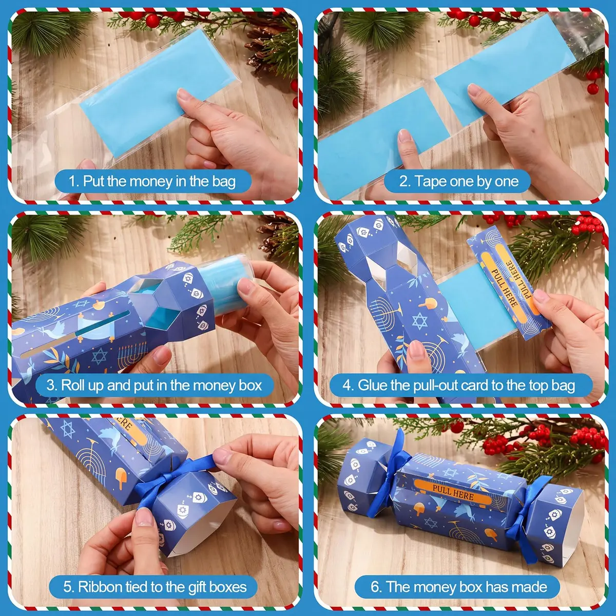 VioraWhite Hanukkah Money Pull Box Set | Festive Gift Boxes for Holiday Celebrations (70-120 chars) - view 3