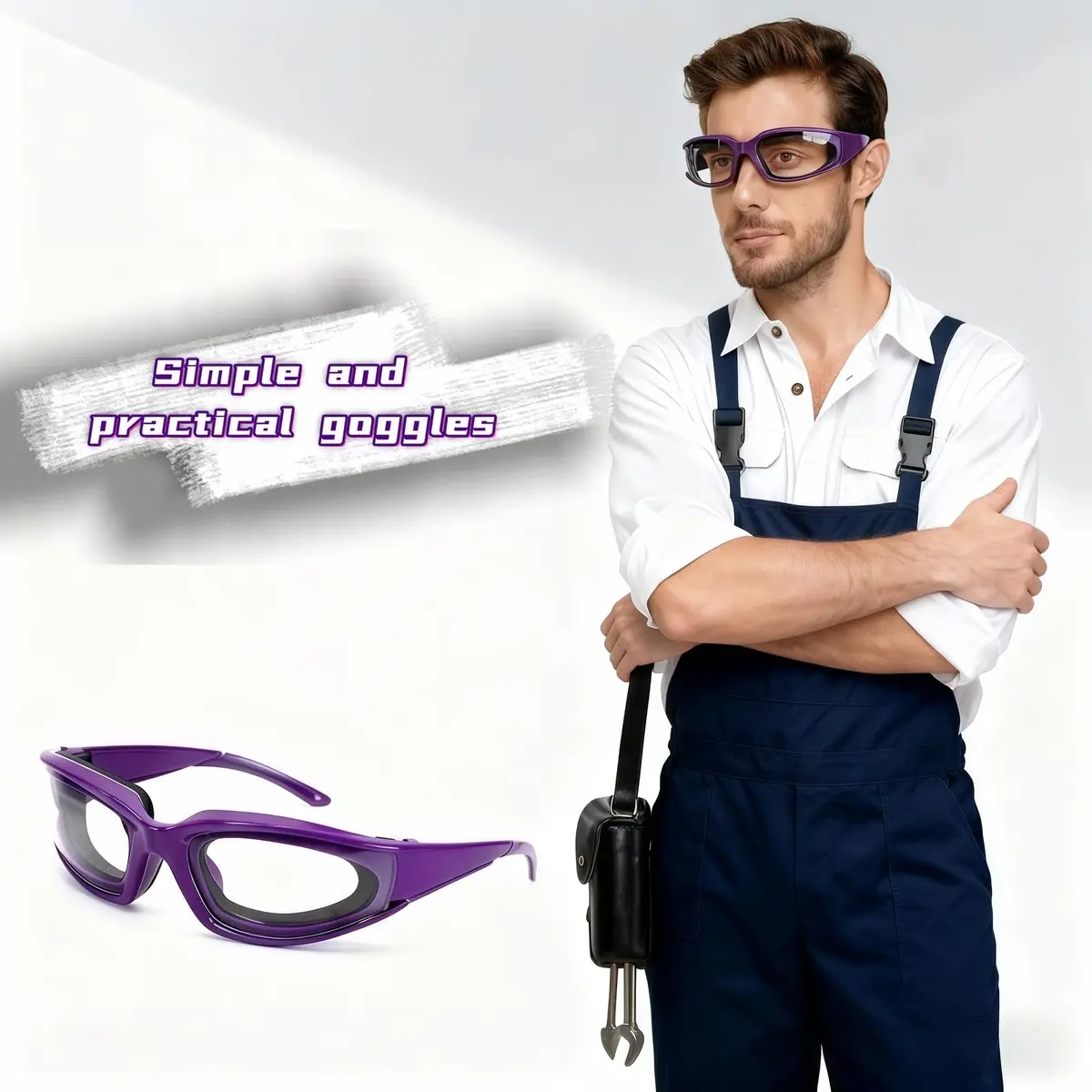 RyanDesign Tear-Free Onion Goggles, Anti Fog Kitchen Safety Glasses for Cutting Onions & Peppers - Windproof, Dustproof Protective Eyewear with Ultra-Light Frame for Cooking, Grilling(Purple) - view 8