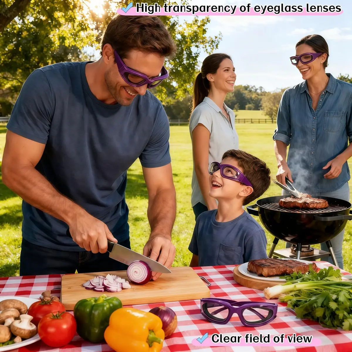 RyanDesign Tear-Free Onion Goggles, Anti Fog Kitchen Safety Glasses for Cutting Onions & Peppers - Windproof, Dustproof Protective Eyewear with Ultra-Light Frame for Cooking, Grilling(Purple) - view 4
