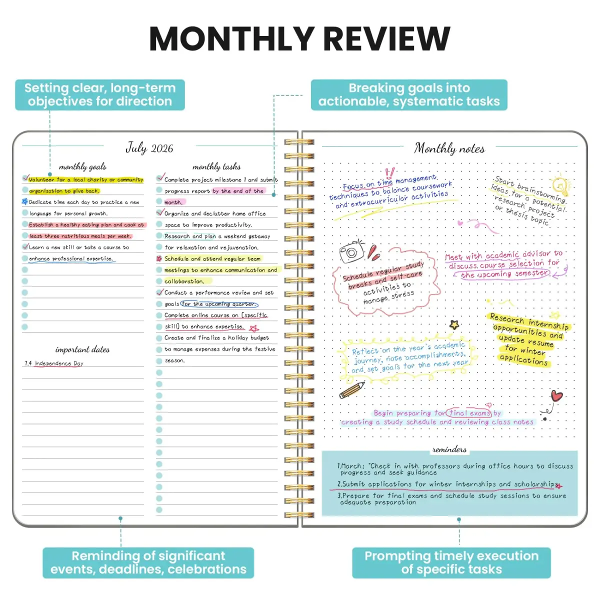 Taja Monthly Planner 2026-2027, 18 Months Calendar, Jul 2026-Dec 2027, 7" x 10" | Plan Your Year with Acid-Free Paper - view 3