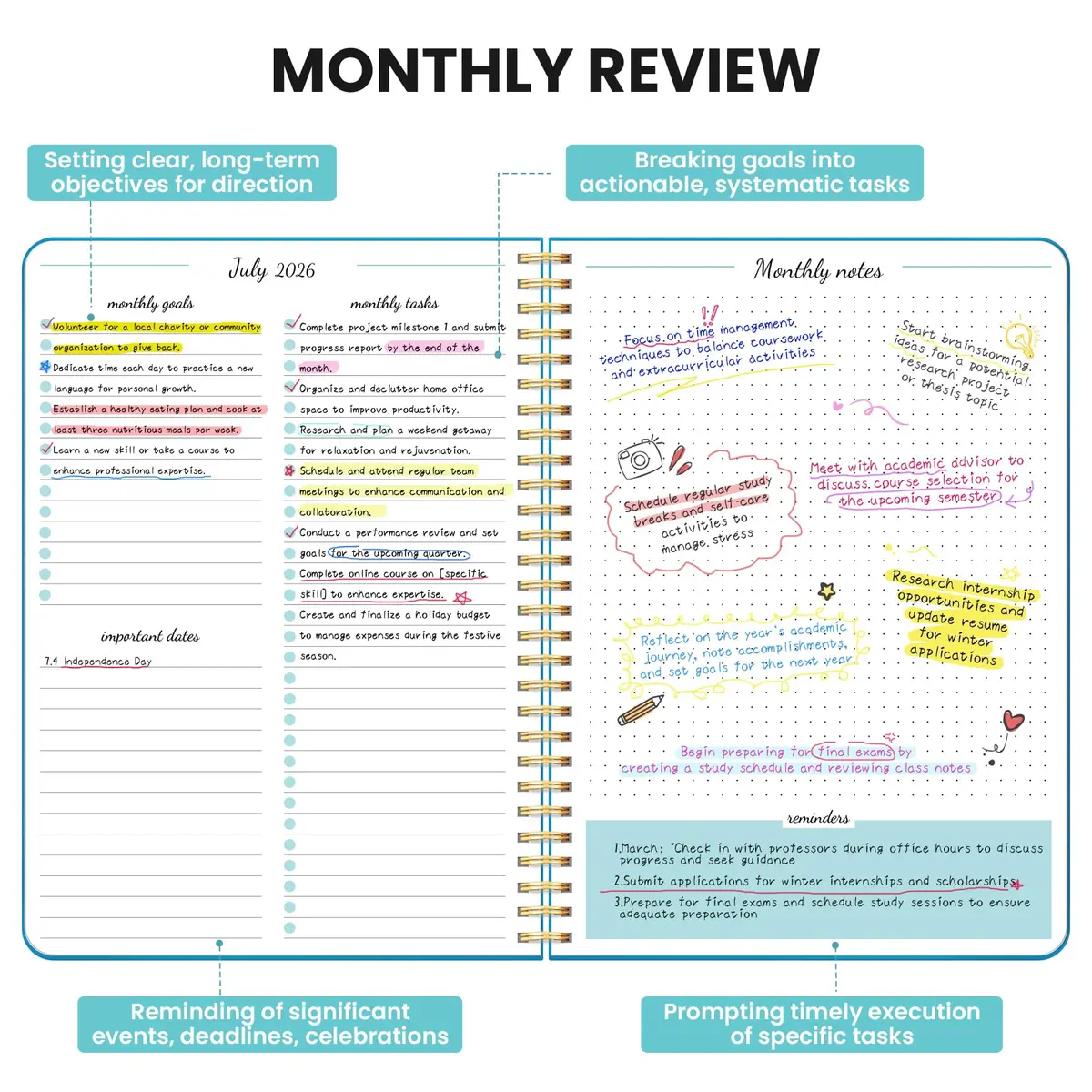Taja Monthly Planner 2026-2027 7x10 inches | 18 Months Calendar, Jul 2026-Dec 2027, Azure Blue - view 3