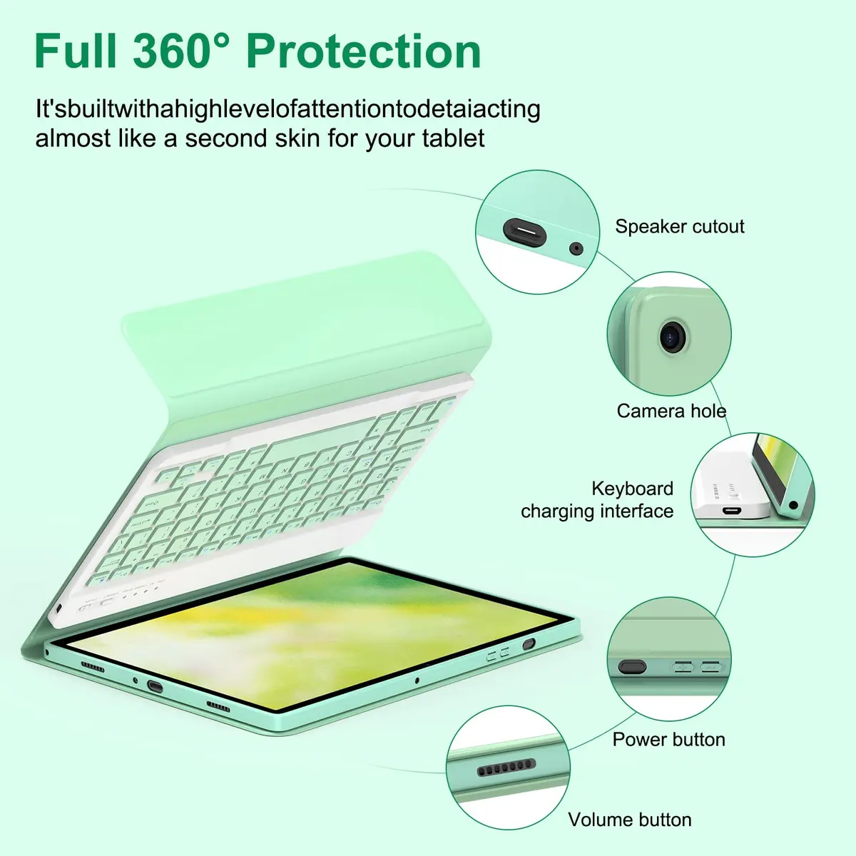 MMK Keyboard Case for Samsung Galaxy Tab A9+ 11 Inch | Detachable Bluetooth Keyboard, Long Battery Life, All-Around TPU Protection - view 5