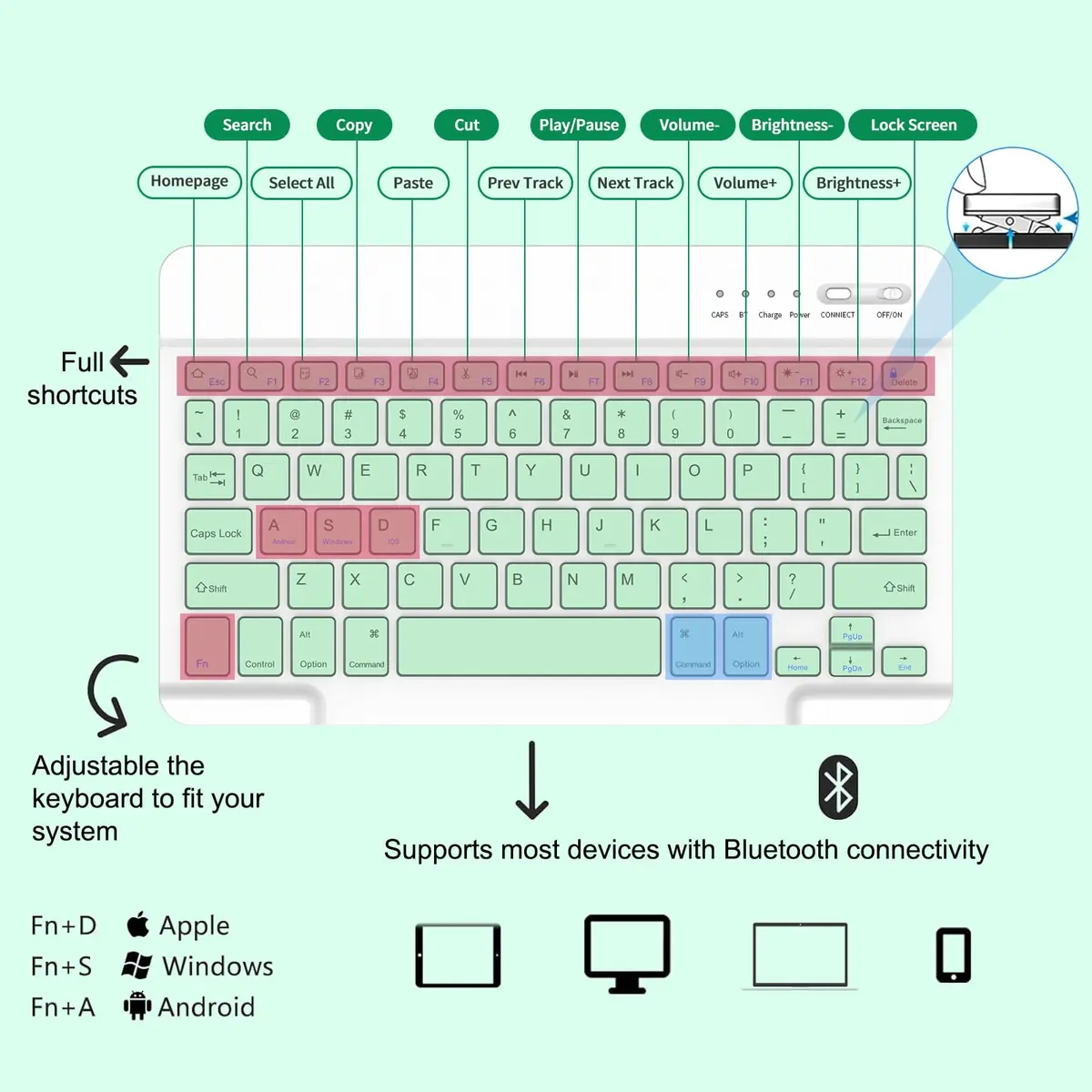 MMK Keyboard Case for Samsung Galaxy Tab A9+ 11 Inch | Detachable Bluetooth Keyboard, Long Battery Life, All-Around TPU Protection - view 3