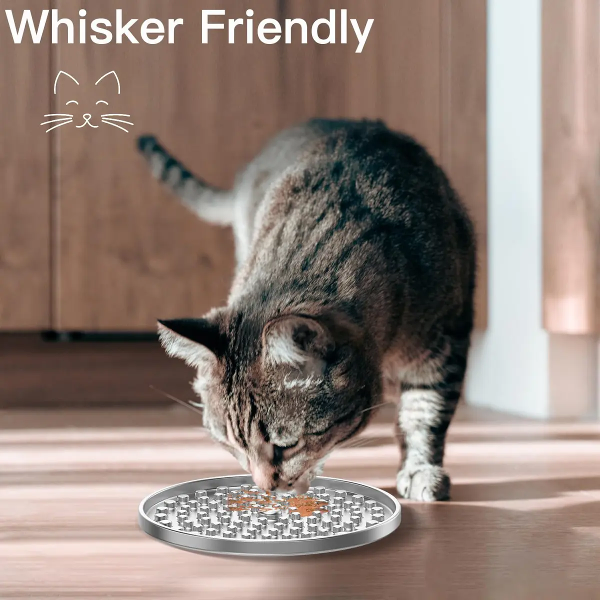Feedoo Double Wall Stainless Steel Lick Mat for Dogs & Cats, Chew Proof Slow Feeder with Non-Slip Base, 2-Pack (8.26" Diameter) - view 5