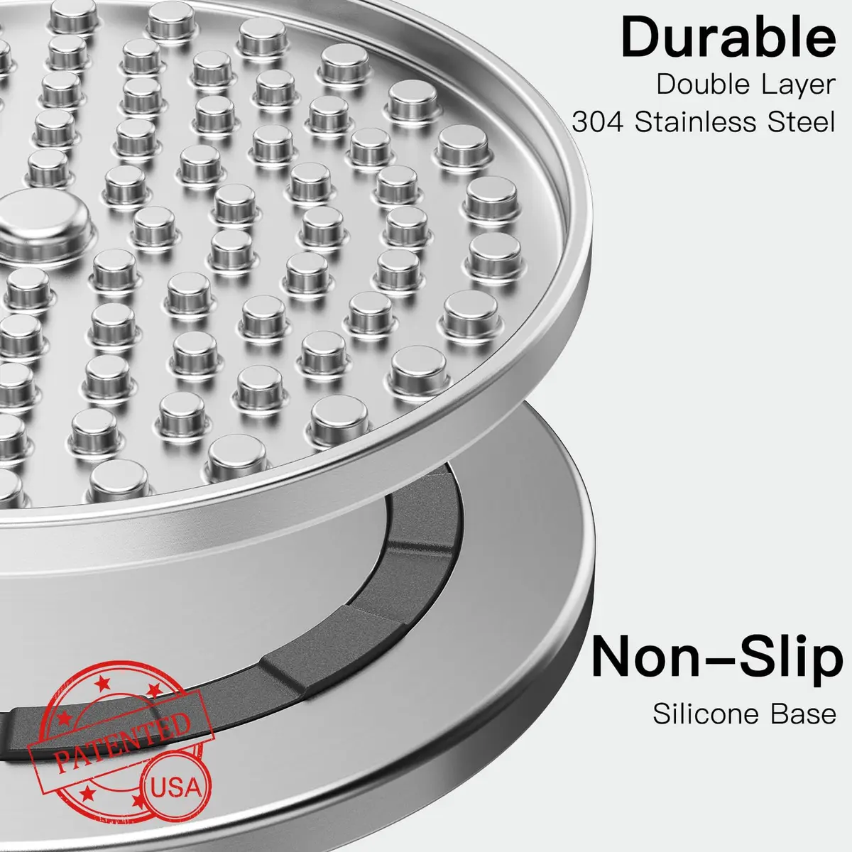 Feedoo Double Wall Stainless Steel Lick Mat for Dogs & Cats, Chew Proof Slow Feeder with Non-Slip Base, 2-Pack (8.26" Diameter) - view 2