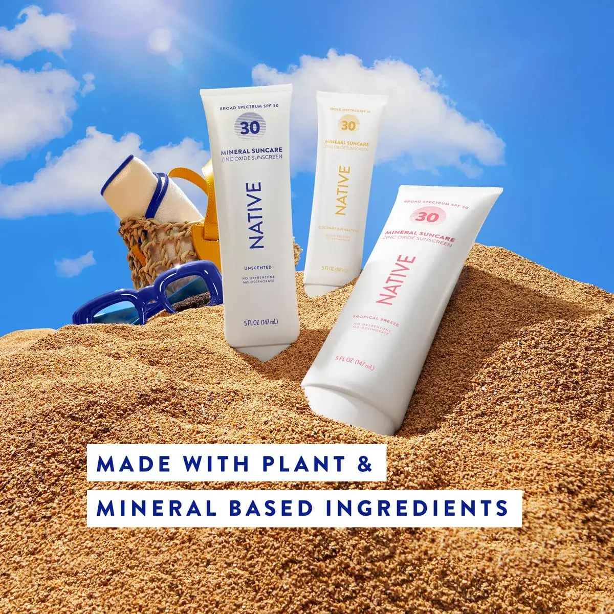 Native Sunscreen SPF 30 Zinc Oxide Lotion 148ml (5 Fl Oz) | Dermatologist Tested for Sensitive Skin - view 5