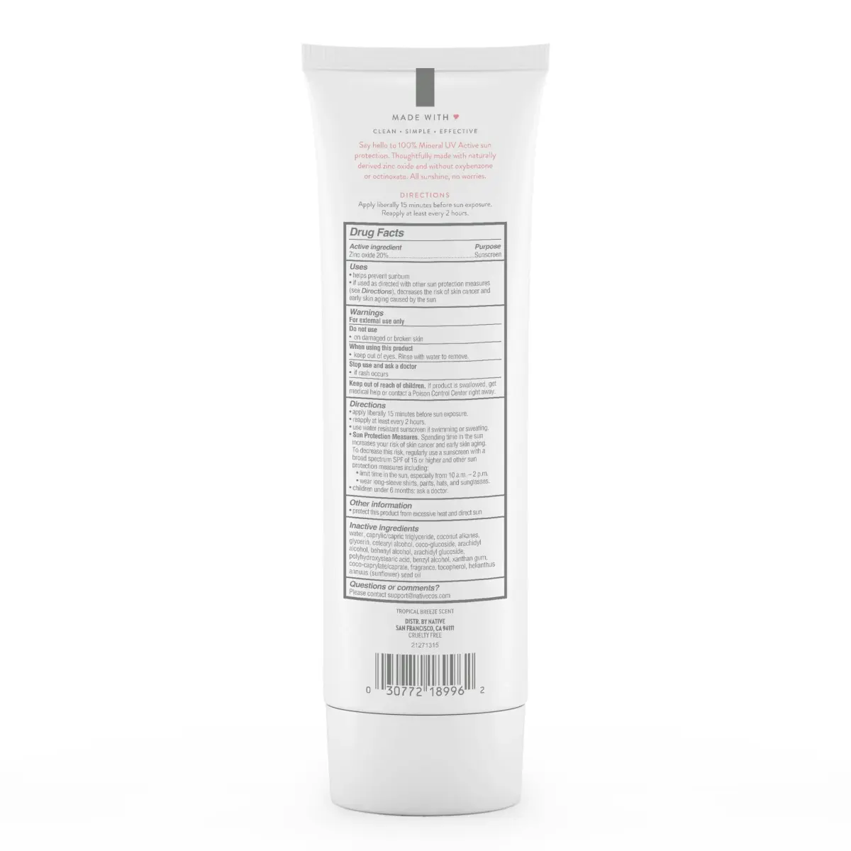 Native Sunscreen SPF 30 Zinc Oxide Lotion 148ml (5 Fl Oz) | Dermatologist Tested for Sensitive Skin - view 8