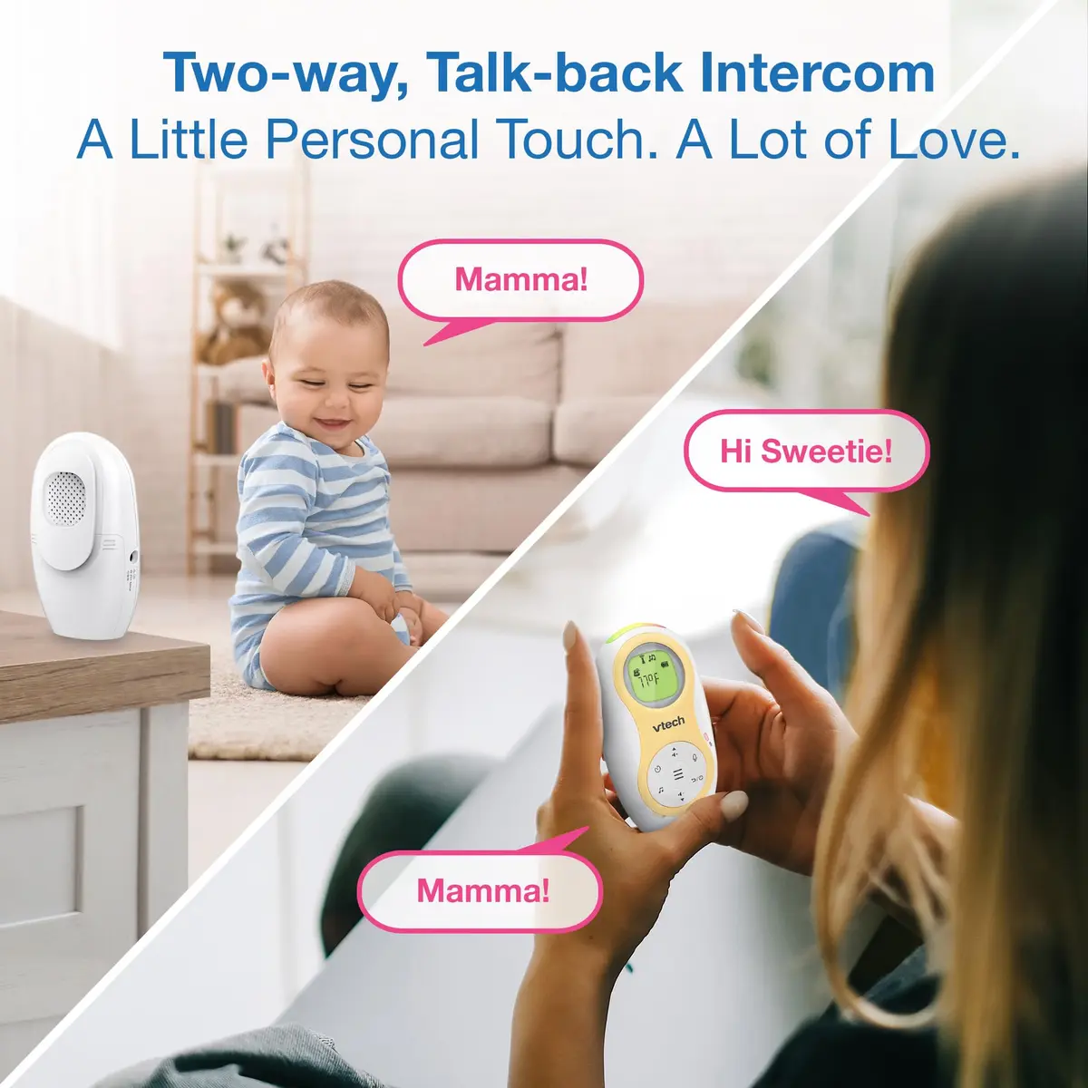 VTech DM1215 Digital Audio Baby Monitor with 1500ft Range, Night Light, Lullabies, Two-Way Talk, Temperature Sensor, Rechargeable Battery (White) - view 7