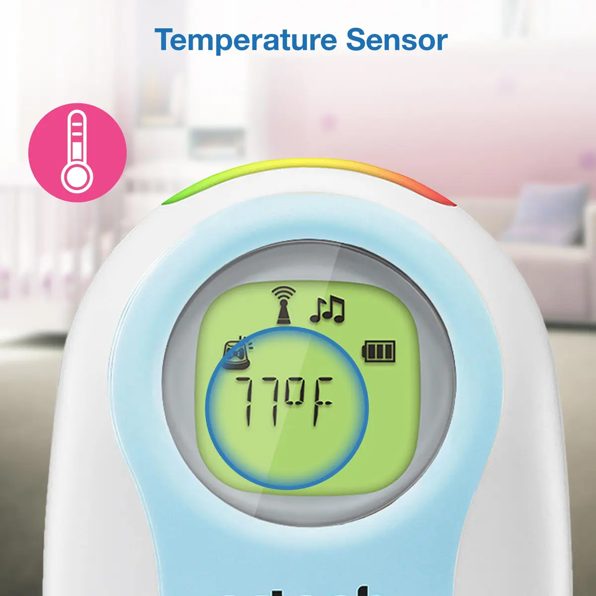 VTech DM1215 Digital Audio Baby Monitor with 1500ft Range, Night Light, Lullabies, Two-Way Talk, Temperature Sensor, Rechargeable Battery (White) - view 9