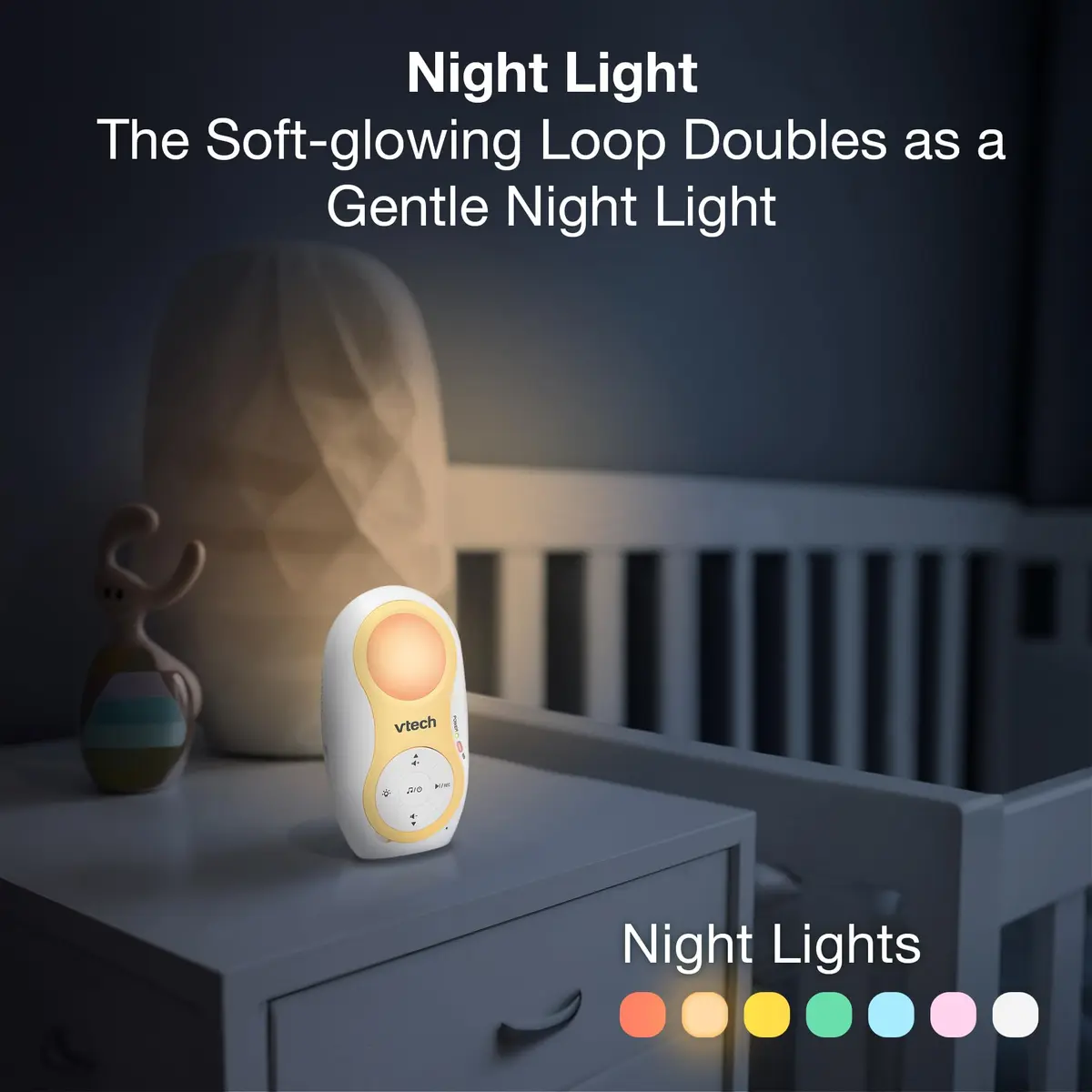 VTech DM1215 Digital Audio Baby Monitor with 1500ft Range, Night Light, Lullabies, Two-Way Talk, Temperature Sensor, Rechargeable Battery (White) - view 4