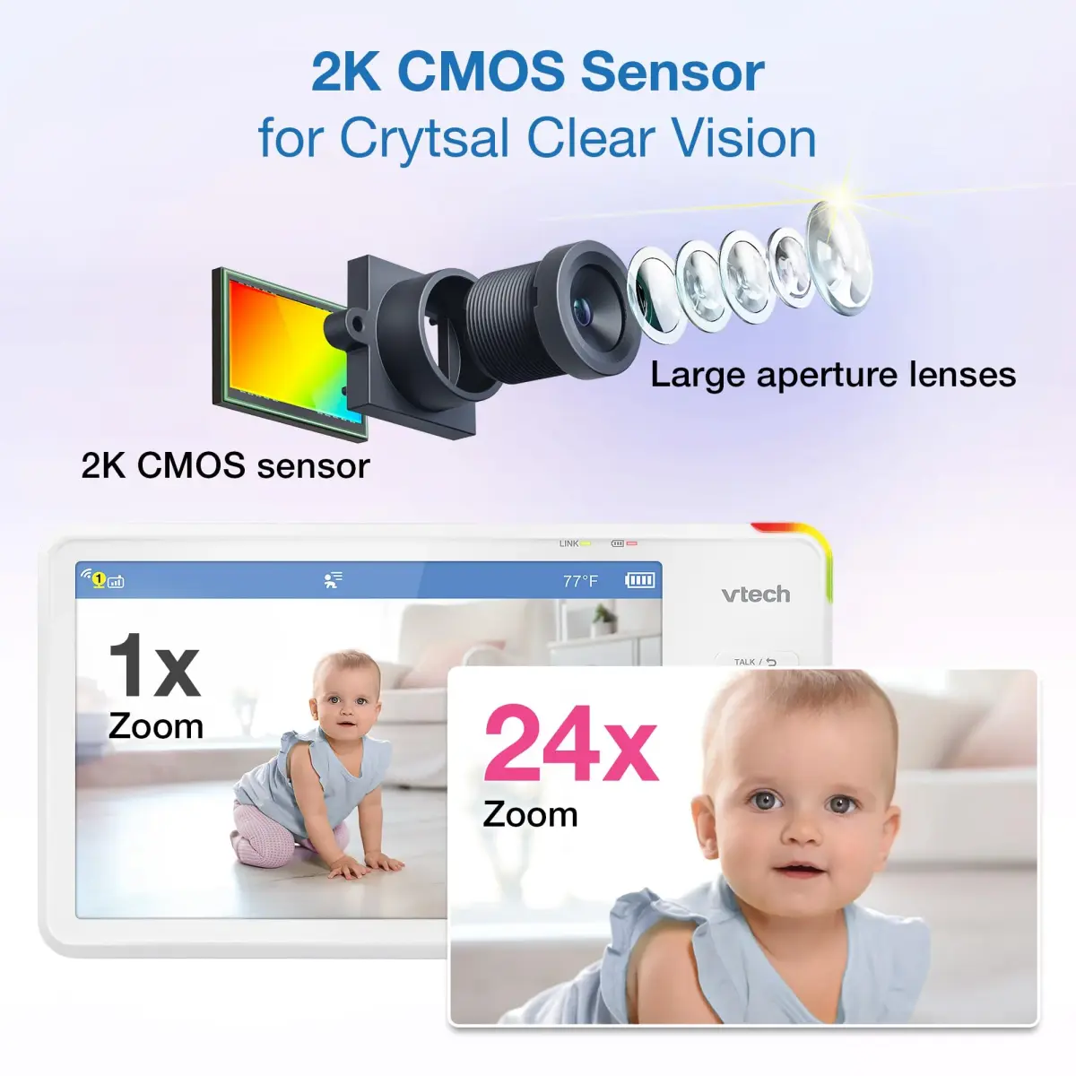 VTech Smart WiFi 7” HD Video Baby Monitor RM7866HD | Pan-Tilt-Zoom, 1080p App View, 2-Way Talk, Night Light - view 8