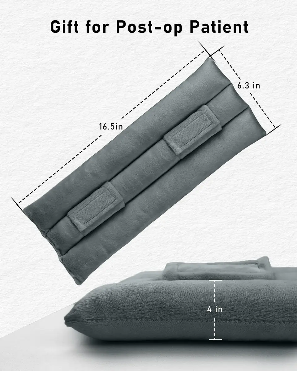 BELINOUS Hysterectomy Seat Belt Pillow Gray | Wider Coverage & Support for Post Surgery Comfort - view 7