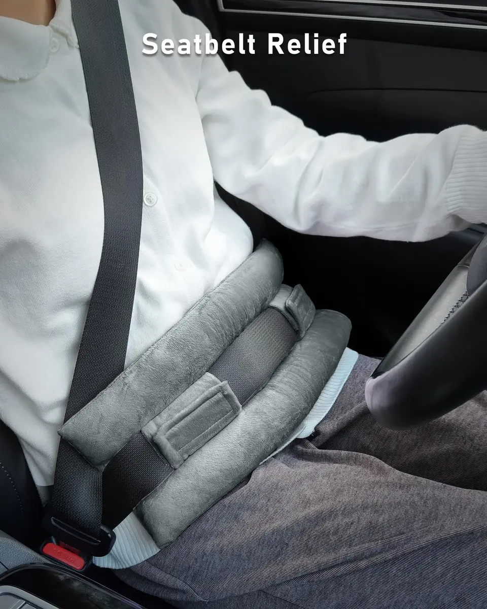 BELINOUS Hysterectomy Seat Belt Pillow Gray | Wider Coverage & Support for Post Surgery Comfort - view 2