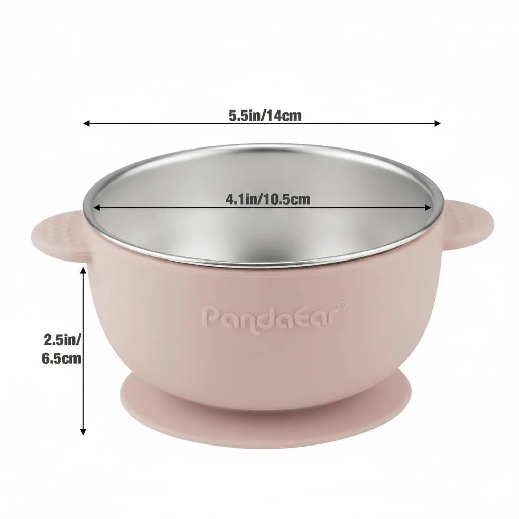 PandaEar 3 Pack Stainless Steel Baby Suction Bowls With Lids | Non-Slip, Shatterproof, Dishwasher Safe - view 4