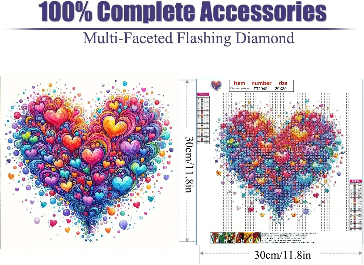 JFYHAB 5D Heart Diamond Painting Kits for Adults | DIY Full Drill Gem Art for Home Decor 12x12inch - view 5
