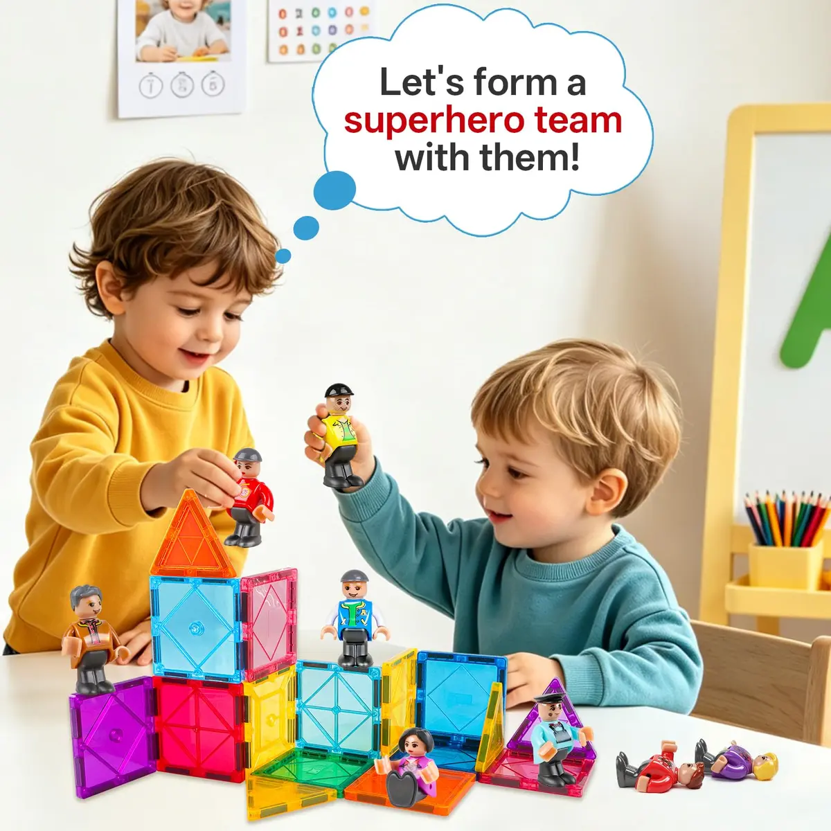 Landtaix Magnetic People Figures for Kids, 15PCS Community Helpers Toys | Magnetic Community Helpers Playset - view 3