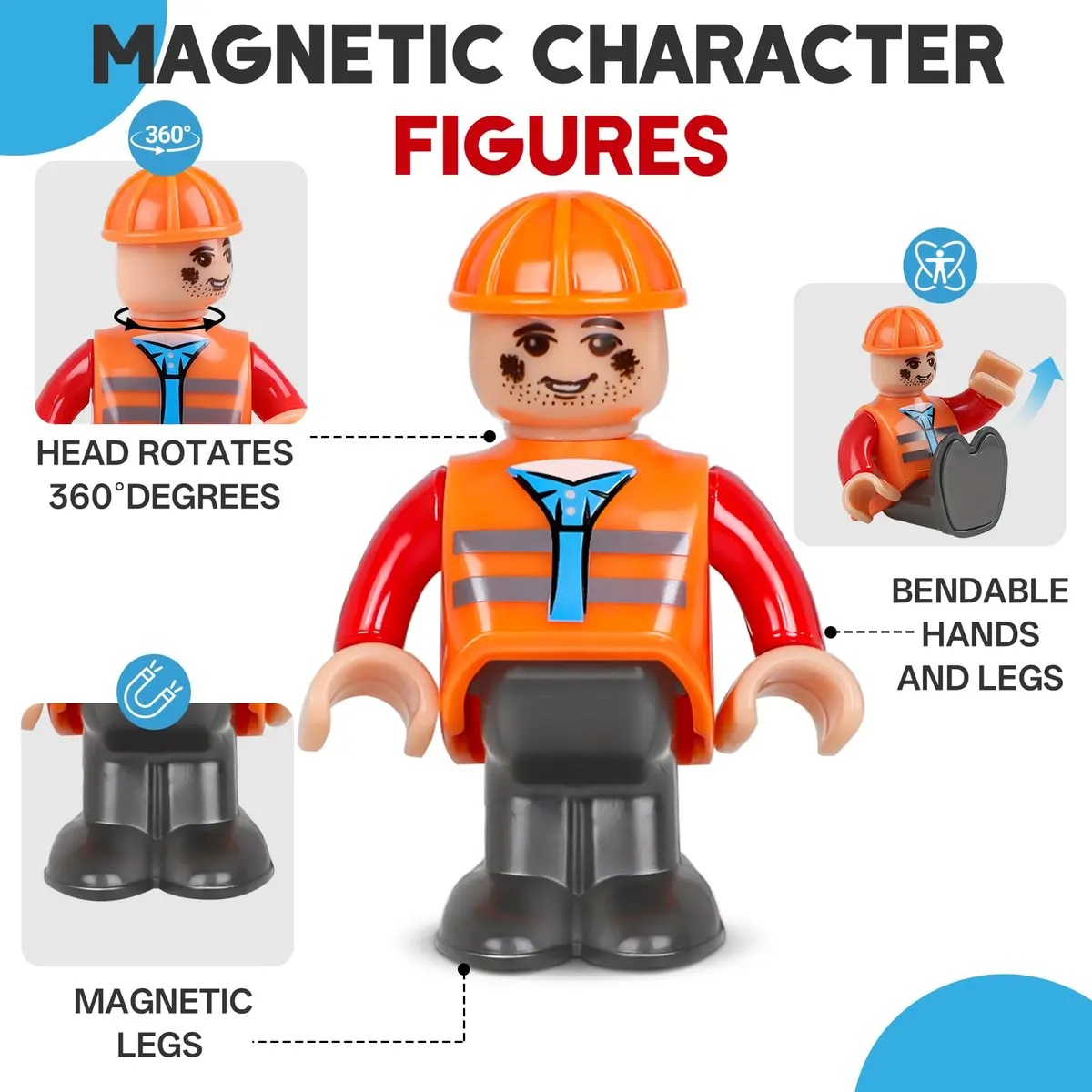 Landtaix Magnetic People Figures for Kids, 15PCS Community Helpers Toys | Magnetic Community Helpers Playset - view 4