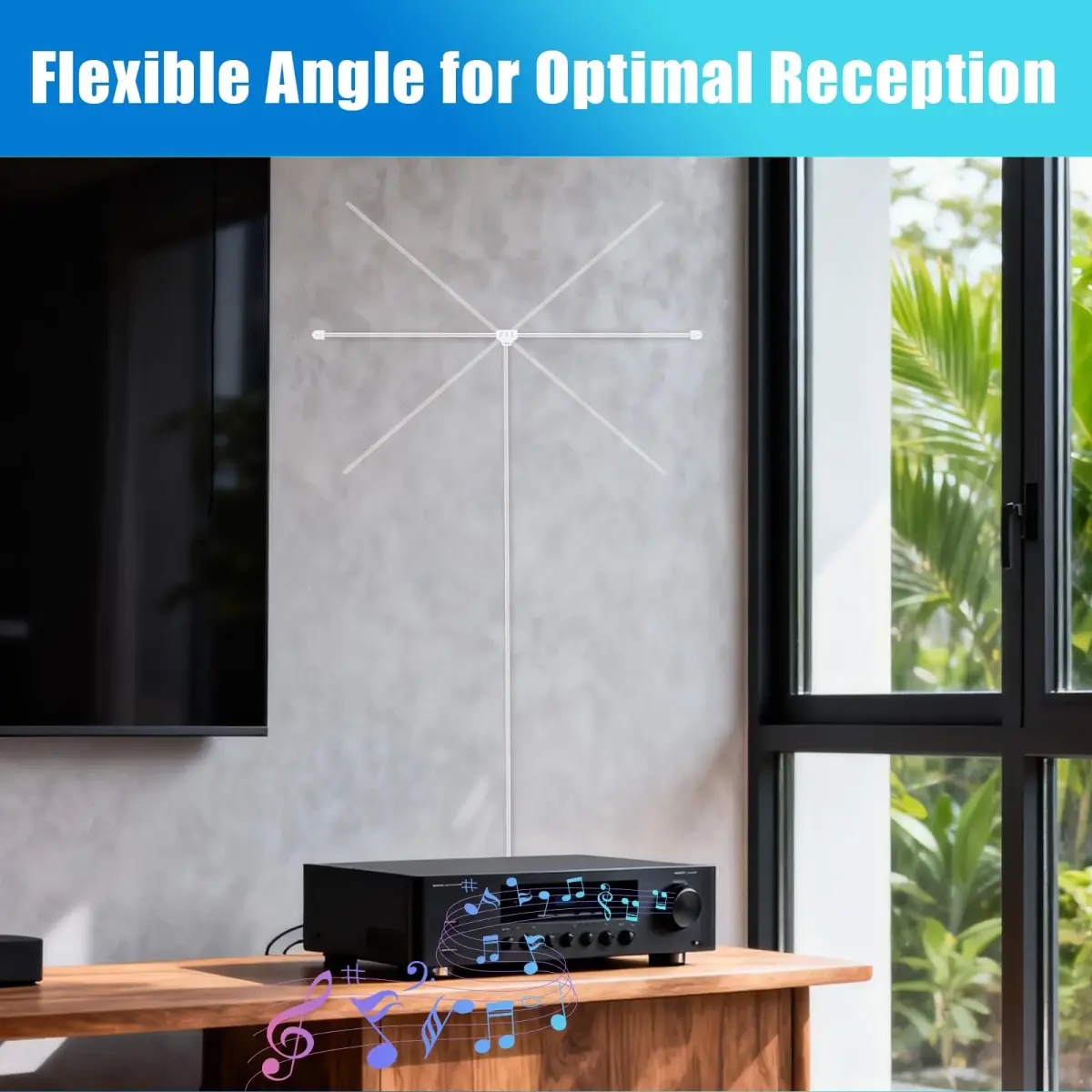 Ancable Indoor FM Radio Antenna for Stereo Receiver, 6-Foot Dipole with 3 Adapters | Enhanced FM Reception - view 5