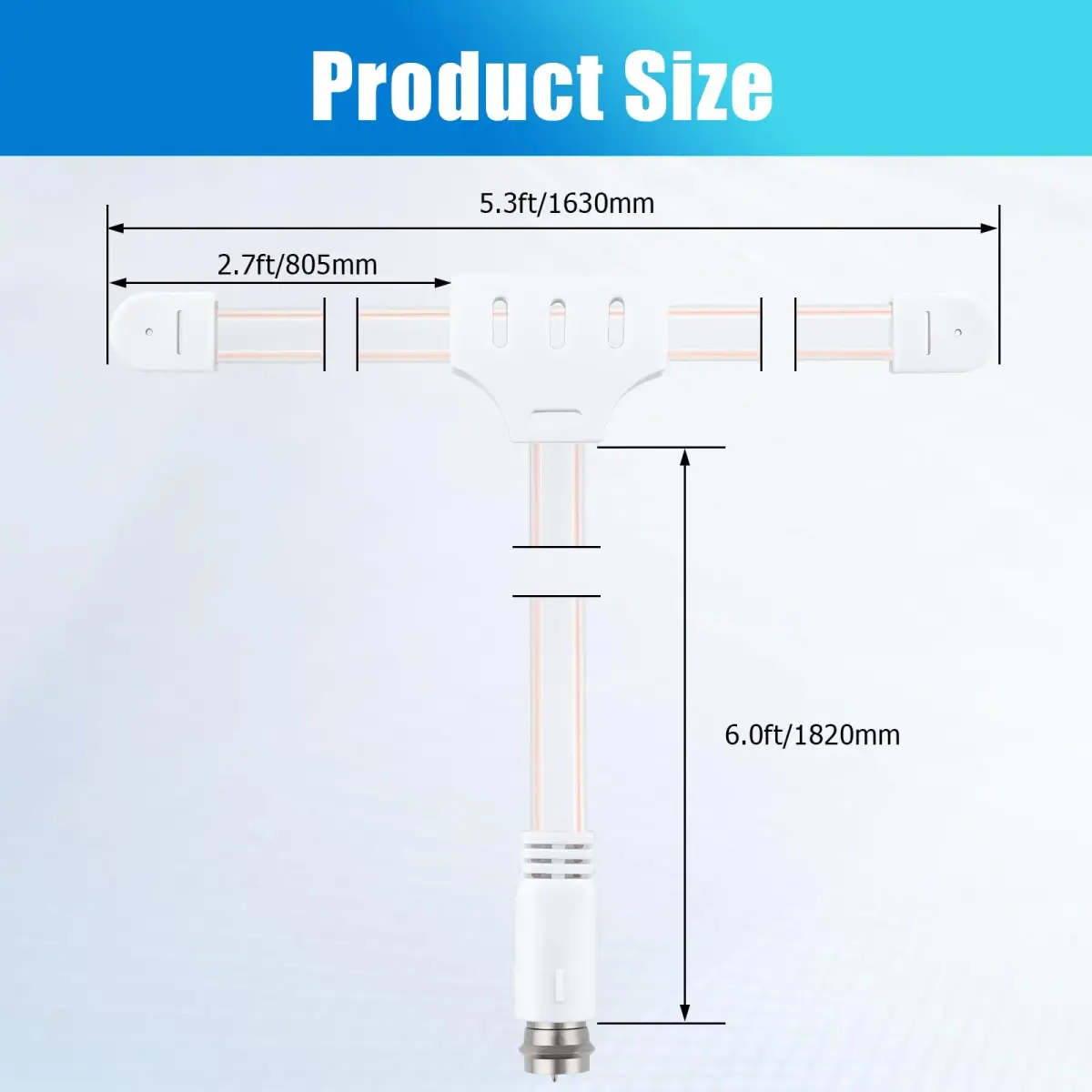 Ancable Indoor FM Radio Antenna for Stereo Receiver, 6-Foot Dipole with 3 Adapters | Enhanced FM Reception - view 7