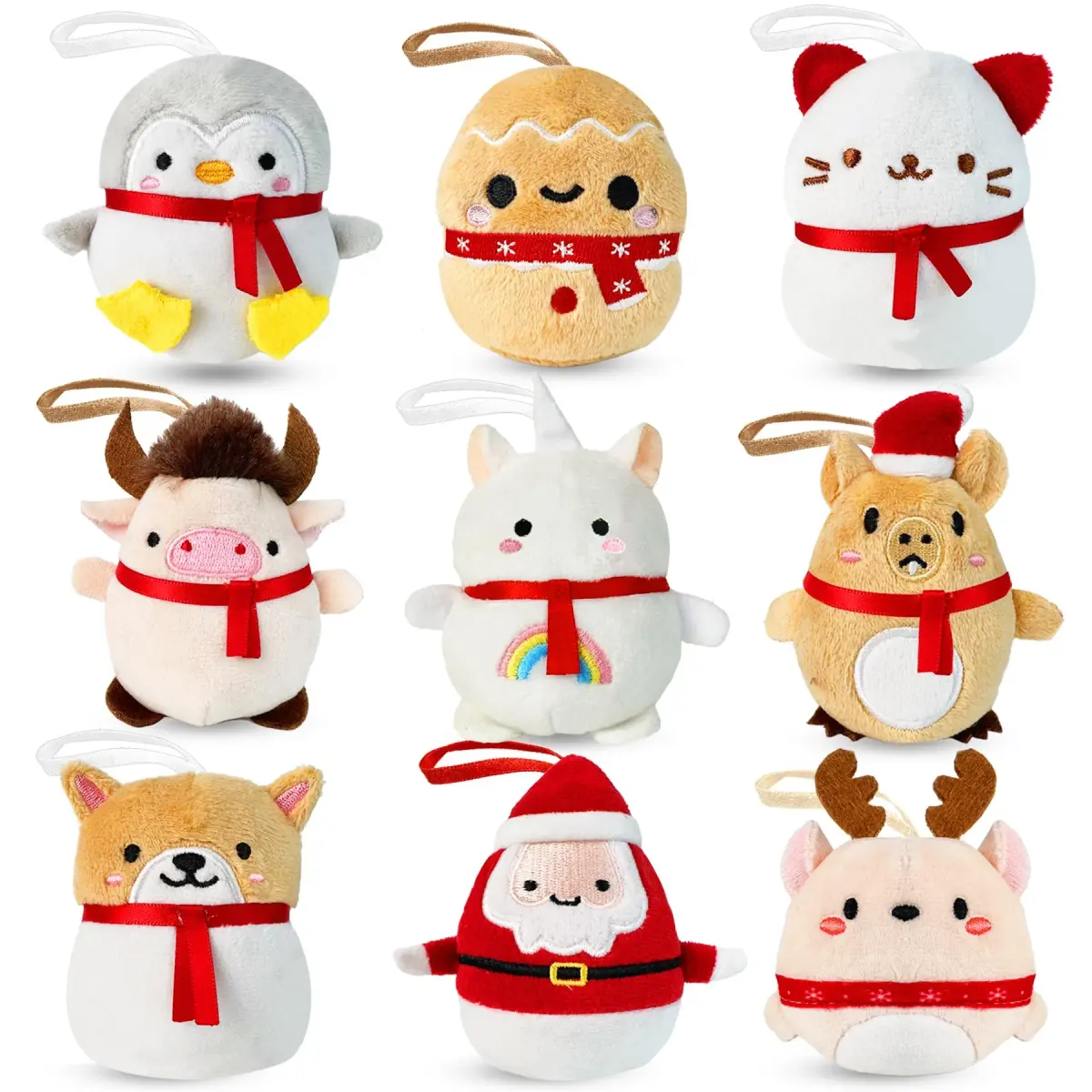 Rdogeia 9 Pcs Christmas Mini Stuffed Animals Toy Set | Festive Plush Figures for Kids 3-10 Years - main product image