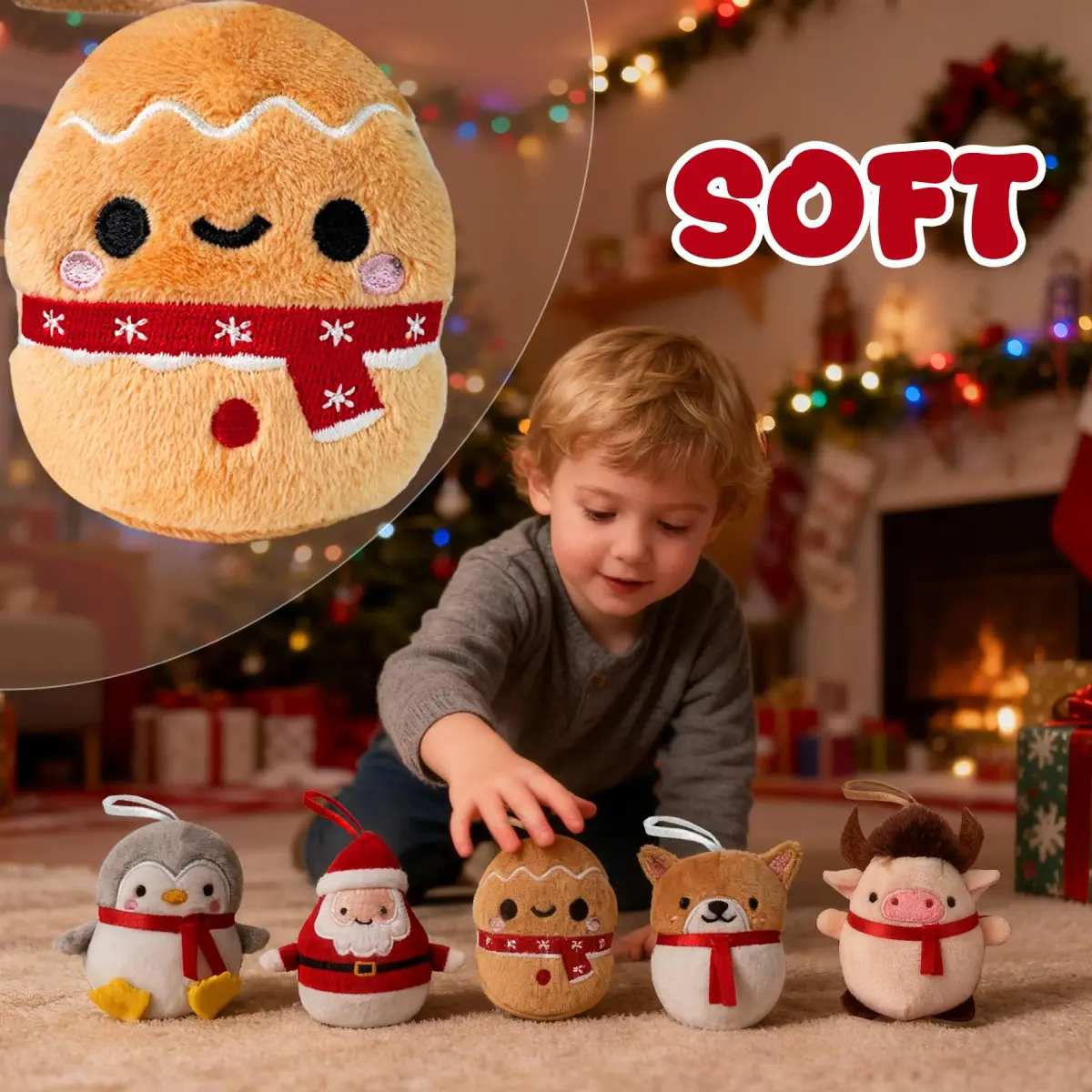 Rdogeia 9 Pcs Christmas Mini Stuffed Animals Toy Set | Festive Plush Figures for Kids 3-10 Years - view 6