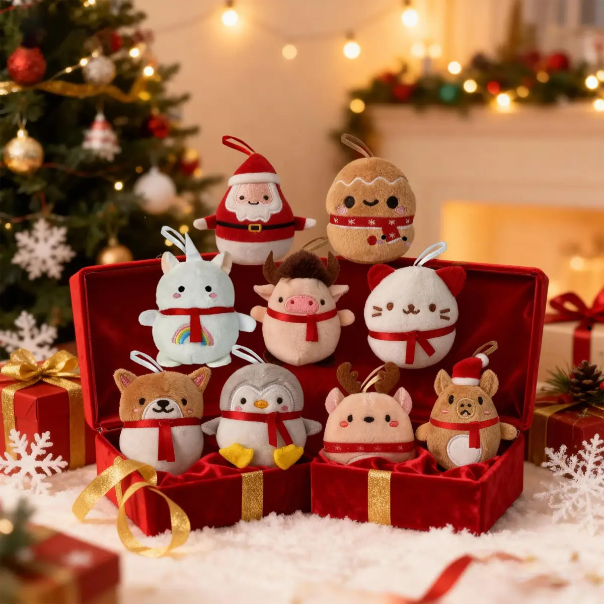 Rdogeia 9 Pcs Christmas Mini Stuffed Animals Toy Set | Festive Plush Figures for Kids 3-10 Years - view 8