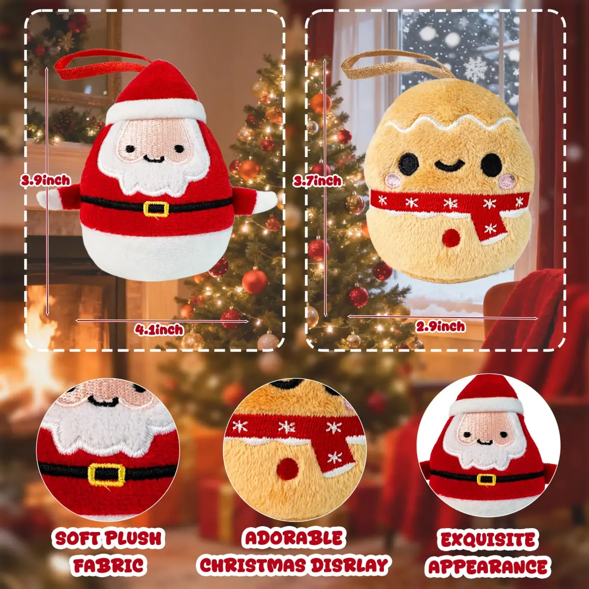 Rdogeia 9 Pcs Christmas Mini Stuffed Animals Toy Set | Festive Plush Figures for Kids 3-10 Years - view 2