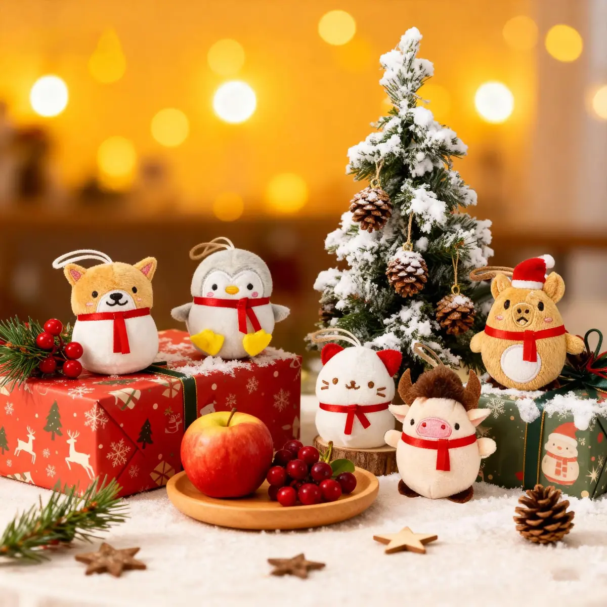 Rdogeia 9 Pcs Christmas Mini Stuffed Animals Toy Set | Festive Plush Figures for Kids 3-10 Years - view 3