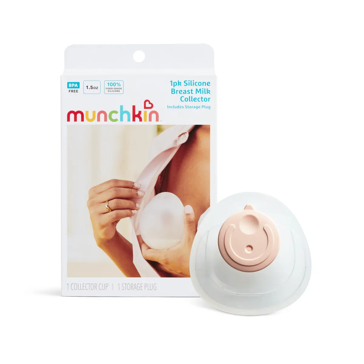 Munchkin Silicone Breast Milk Collector Cups with Storage Plug, 44ml (1.5 Fl Oz) | Discreet & Comfortable Leak Free - main product image