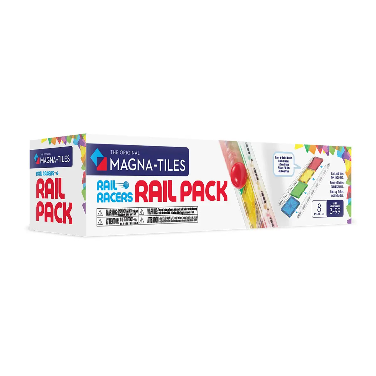 MAGNA-TILES Rail Racers Rail Pack Magnetic Construction Set 8 Pieces | STEM Learning Toy - main product image