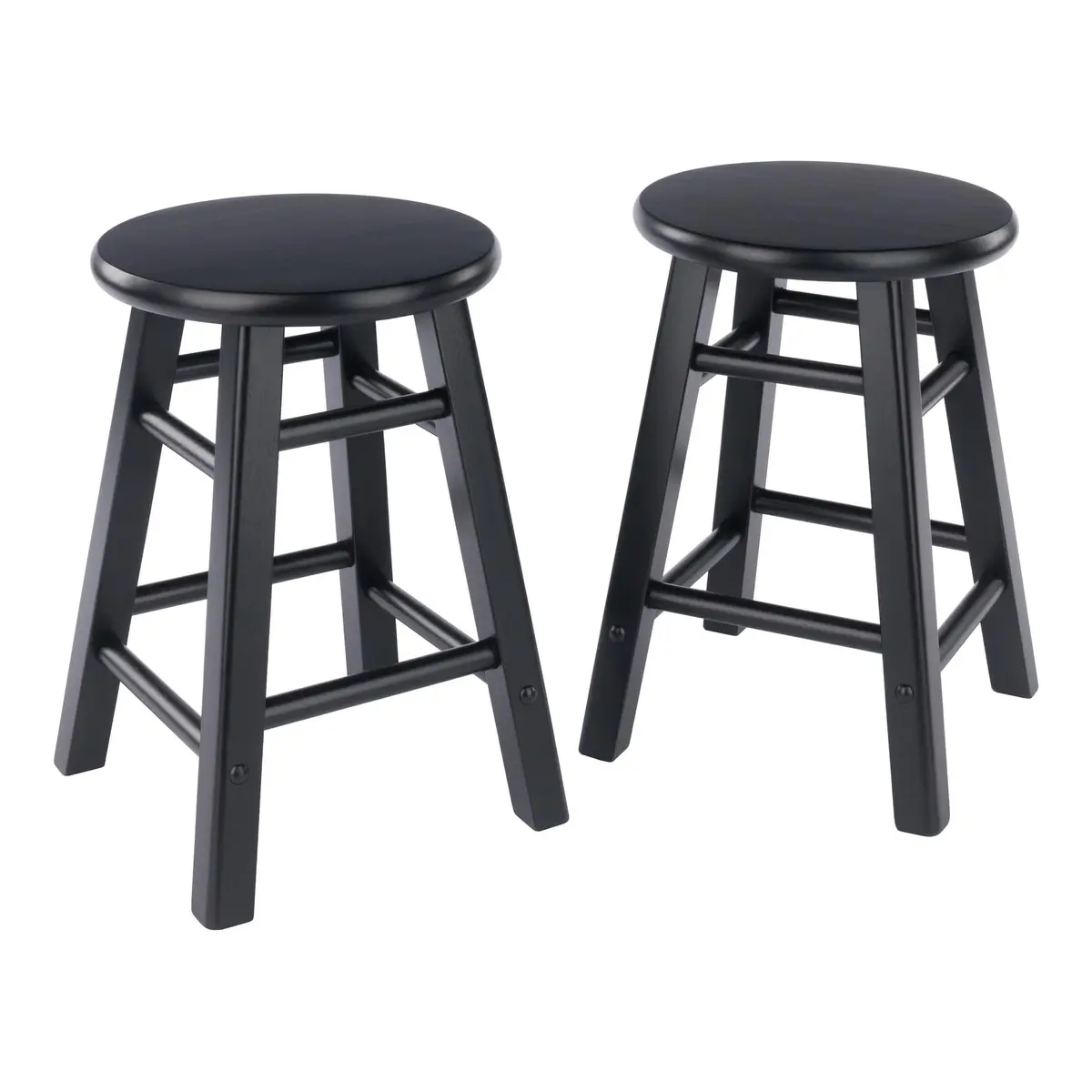 Winsome Element 2-piece Counter Stool Set | Solid Beech Wood, Classic Design, 18" Seat Height, Black Finish - main product image