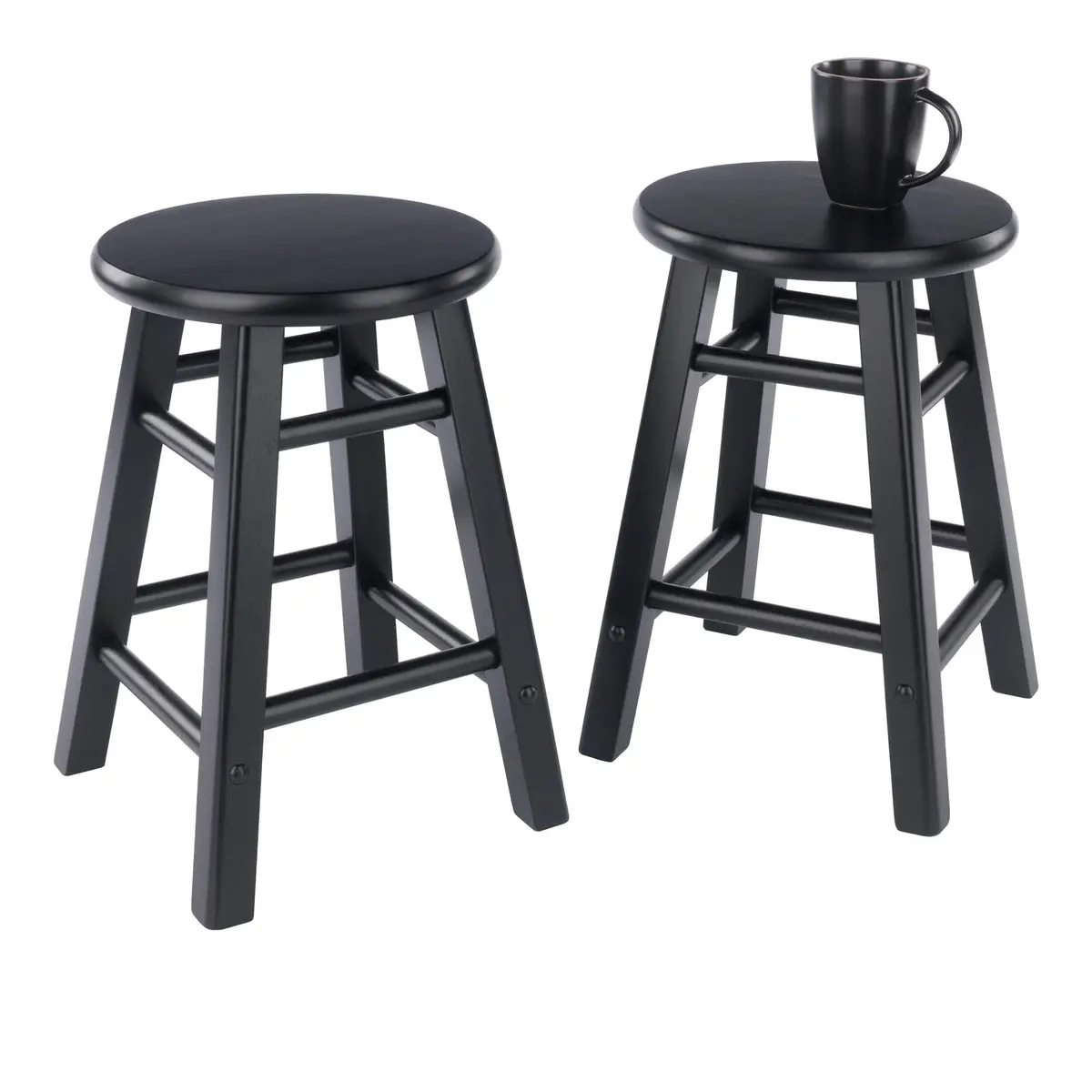 Winsome Element 2-piece Counter Stool Set | Solid Beech Wood, Classic Design, 18" Seat Height, Black Finish - view 5