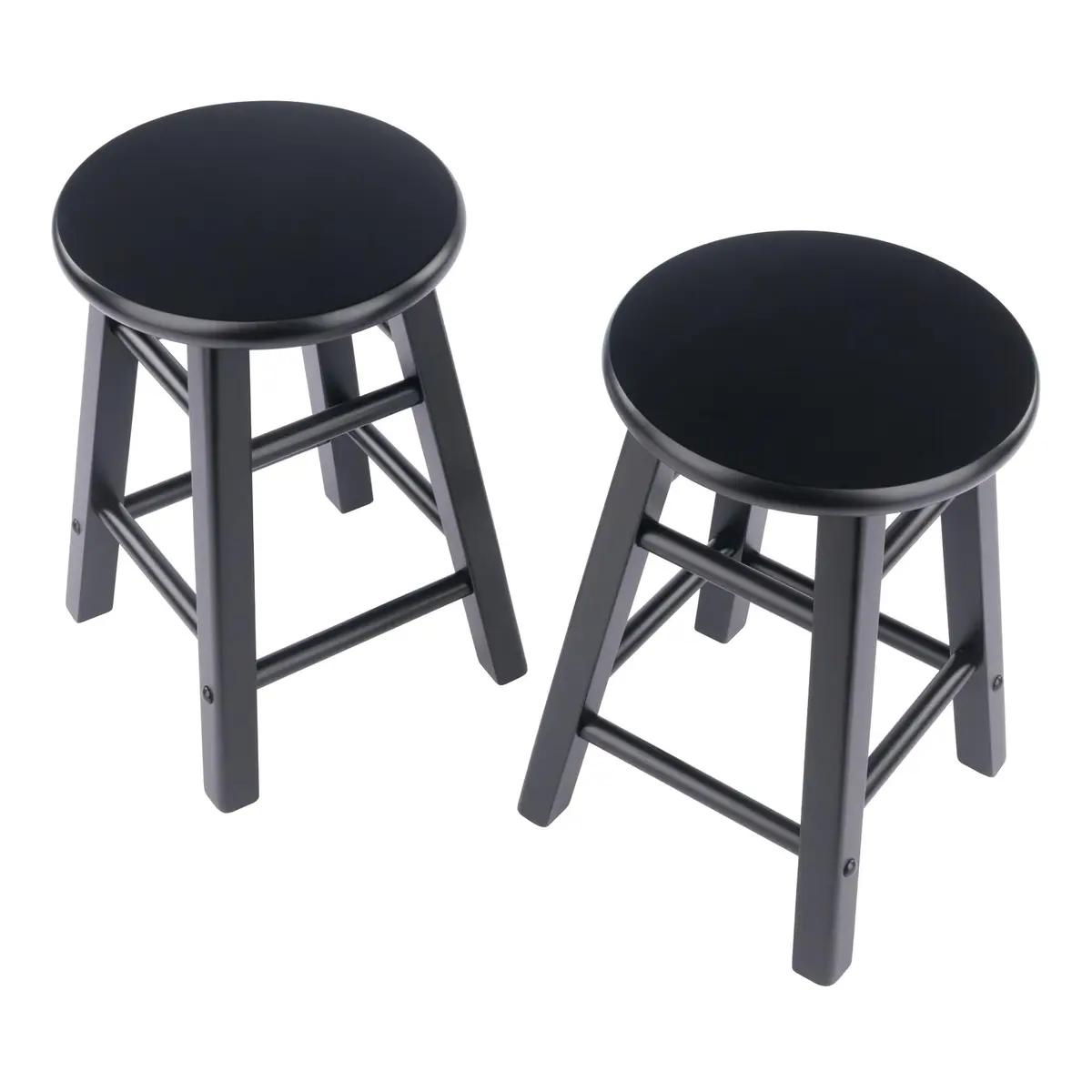 Winsome Element 2-piece Counter Stool Set | Solid Beech Wood, Classic Design, 18" Seat Height, Black Finish - view 3