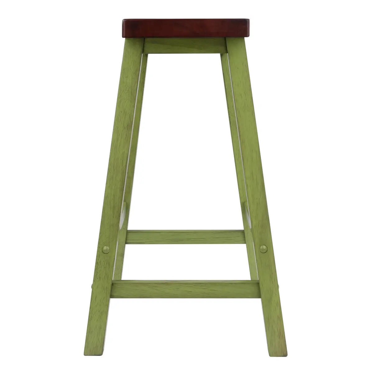 Winsome Satori Saddle Seat 24" Counter Stool Rustic Green Walnut Finish | Solid Wood Comfort - view 5