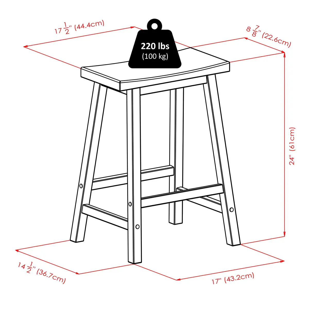 Winsome Satori Saddle Seat 24" Counter Stool Rustic Green Walnut Finish | Solid Wood Comfort - view 6