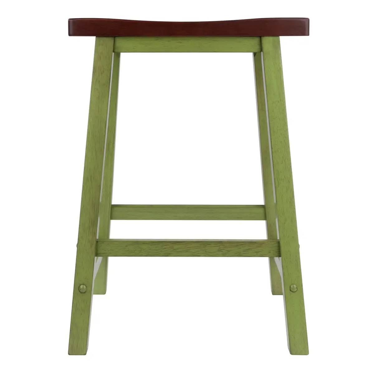 Winsome Satori Saddle Seat 24" Counter Stool Rustic Green Walnut Finish | Solid Wood Comfort - view 4