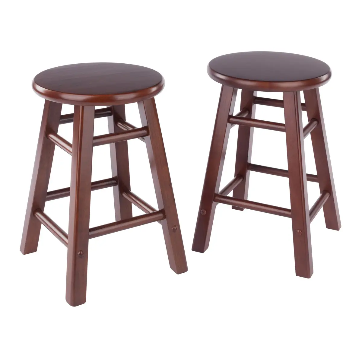 Winsome Element 2-Piece Counter Stool Set | Solid Beech Wood, Walnut Finish, 18" Seat Height - main product image