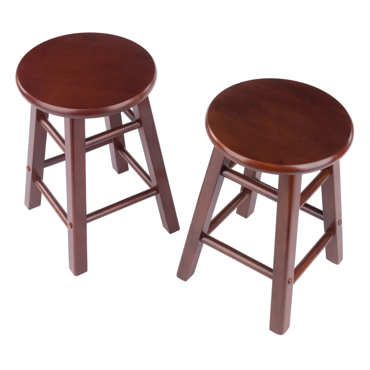 Winsome Element 2-Piece Counter Stool Set | Solid Beech Wood, Walnut Finish, 18" Seat Height - view 3