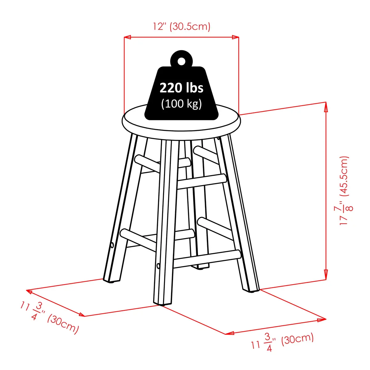 Winsome Element 2-piece Counter Stool Set | Solid Beech Wood, Elegant Walnut Finish, 18" Seat Height - view 5