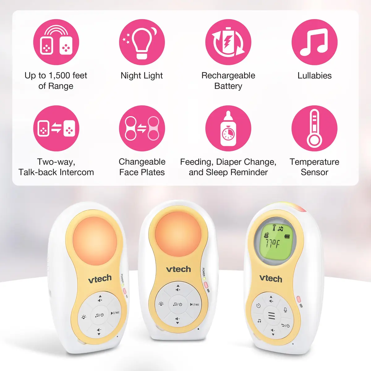 VTech DM1215-2 Digital Audio Baby Monitor with 2 Parent Units & 1500ft Range | Night Light, Lullabies, Two-Way Talk, Temp Sensor - view 2