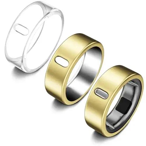 ZOOROO Oura Ring Cover (Size 12) | 3 Pack Clear+Gold TPU Protector - main product image
