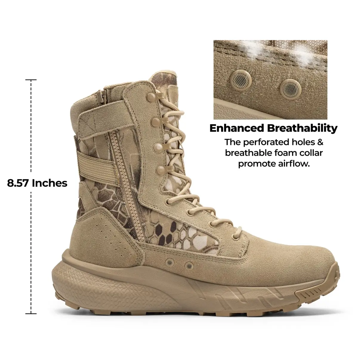 NORTIV 8 Men's Camo Sand Tactical Military Boots 8.57" Shaft | Lightweight & Cushioned - view 5