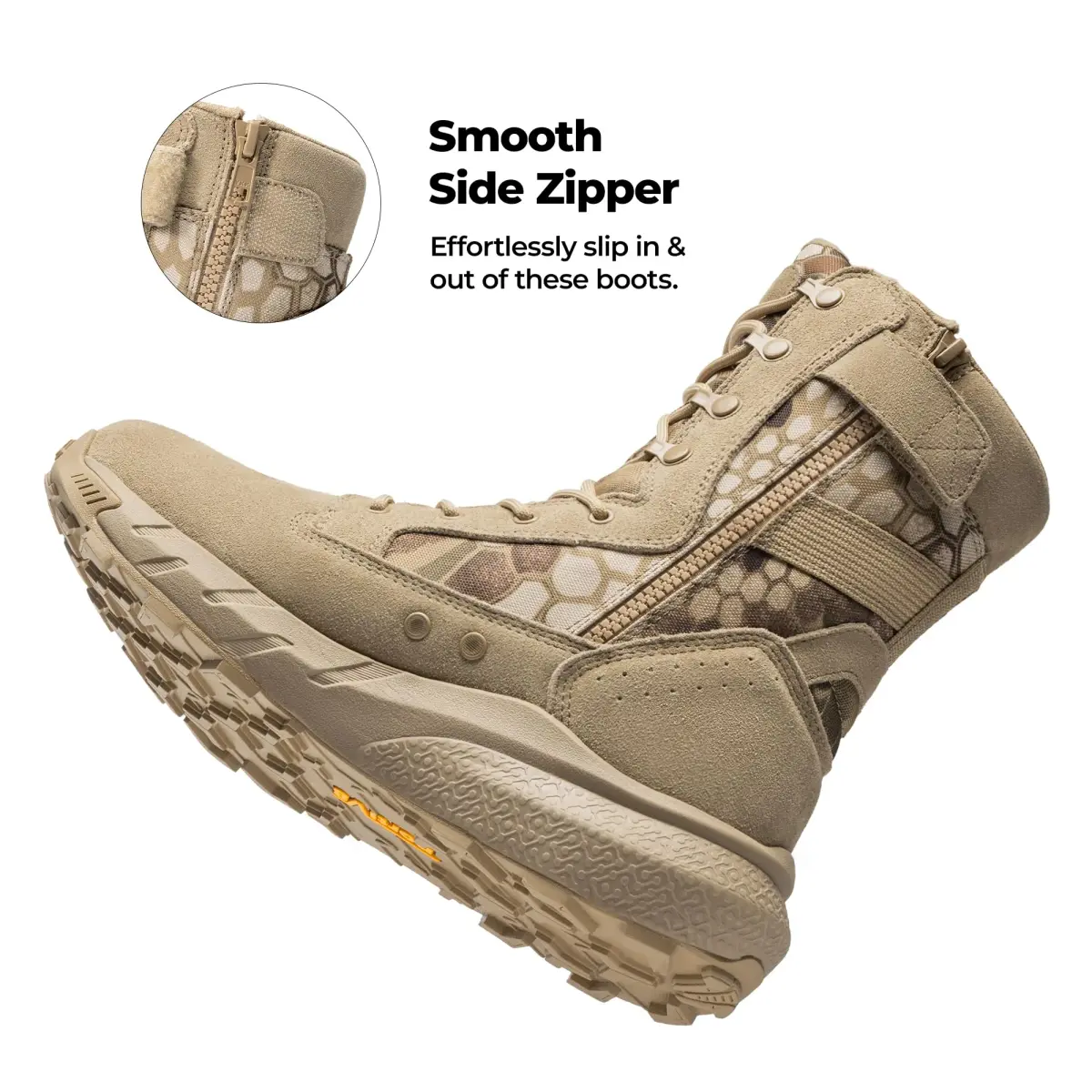 NORTIV 8 Men's Camo Sand Tactical Military Boots 8.57" Shaft | Lightweight & Cushioned - view 8